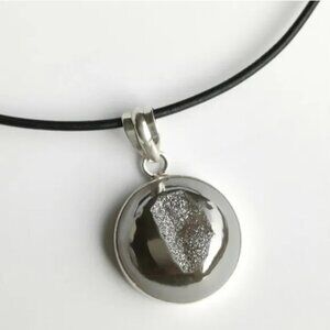 NEW Modernist sterling silver druzy quartz pendant necklace